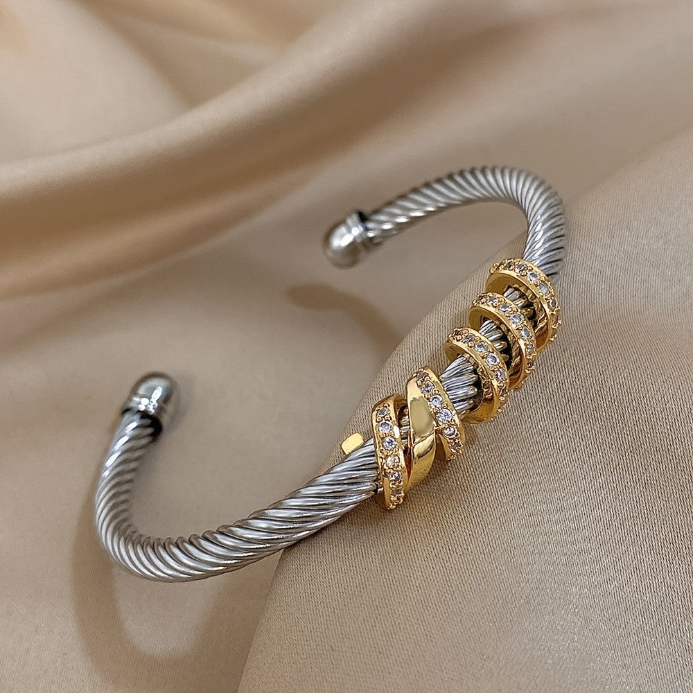 Classy Twisted Zircon Cuff Bracelet