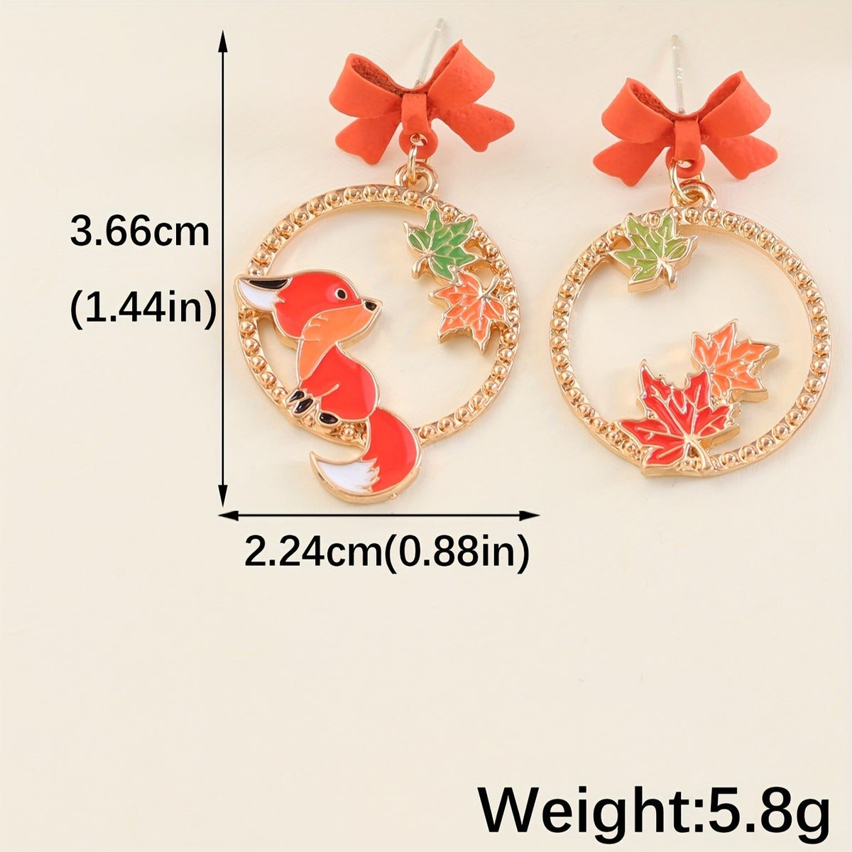 Whimsical Fox Bow Drop Earrings