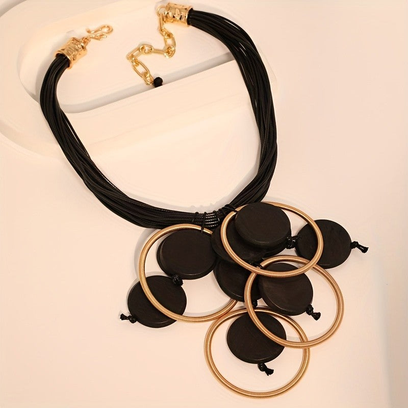 Boho Multi-Strand Hoop Pendant Necklace
