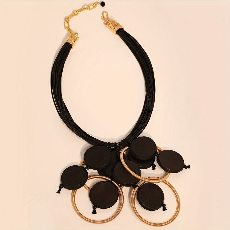 Boho Multi-Strand Hoop Pendant Necklace