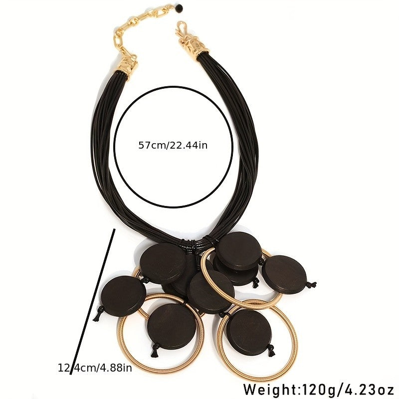 Boho Multi-Strand Hoop Pendant Necklace