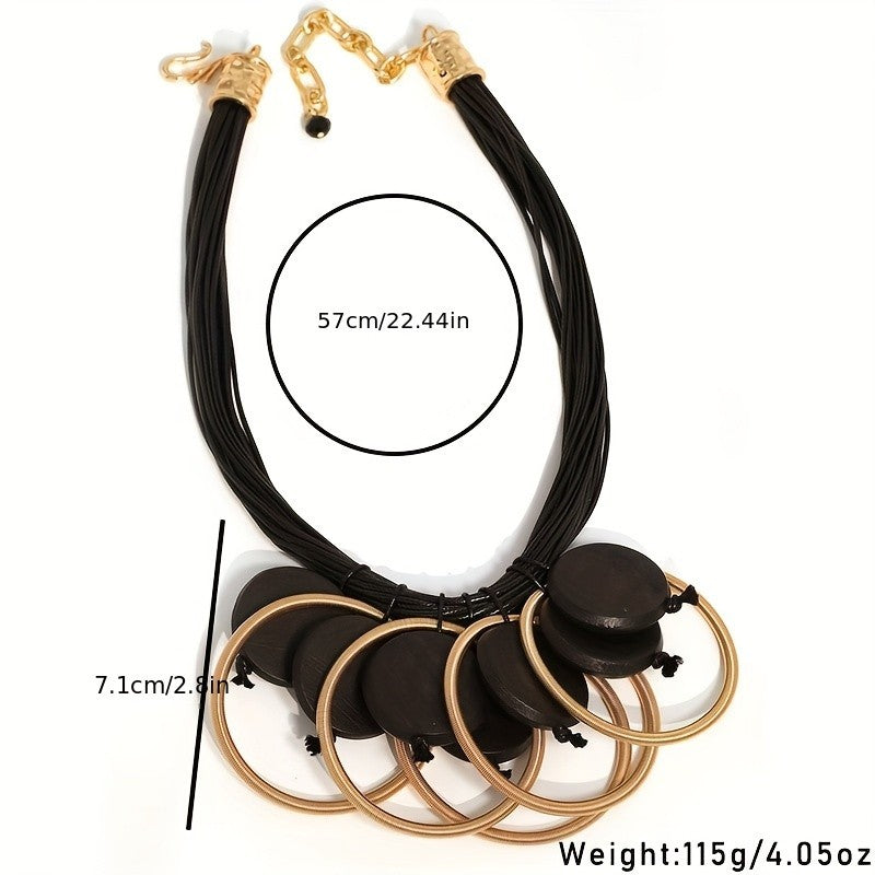 Boho Multi-Strand Hoop Pendant Necklace