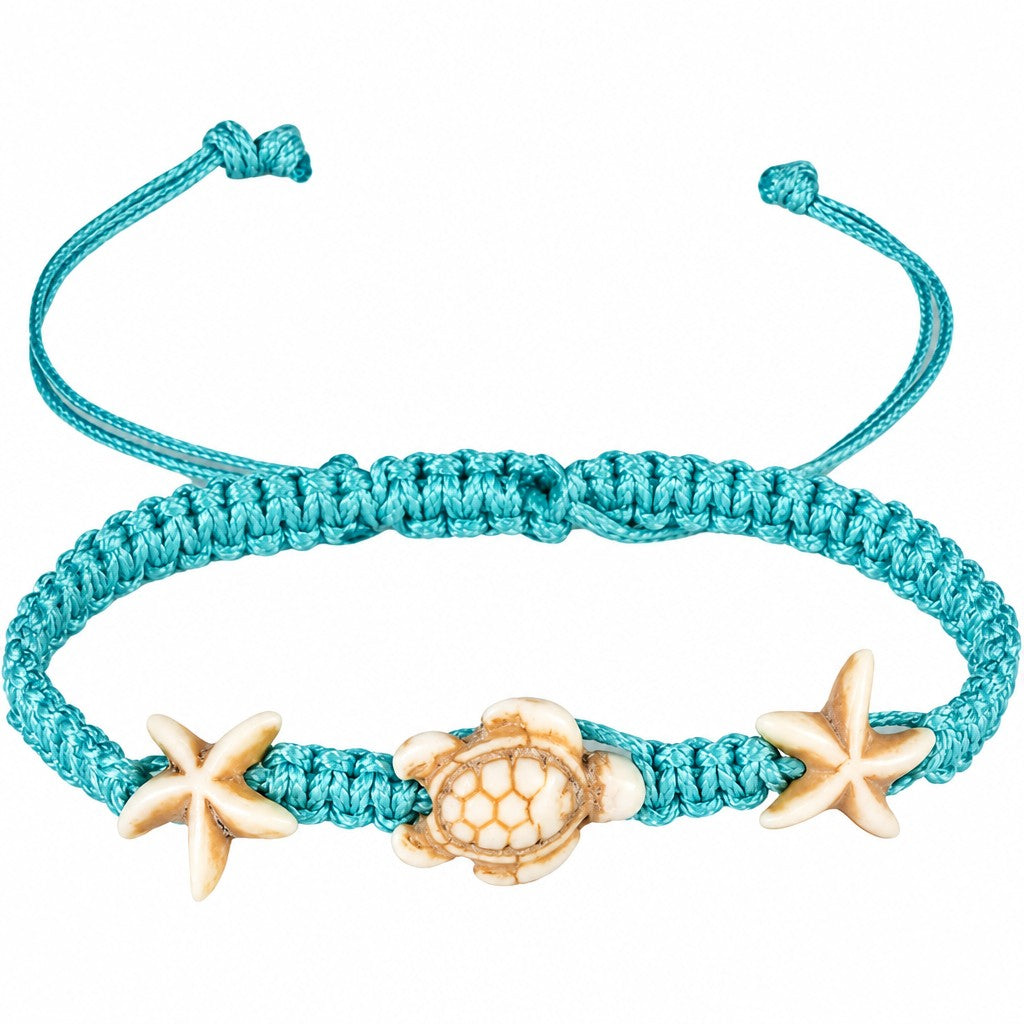 Boho Woven Starfish & Turtle Anklet