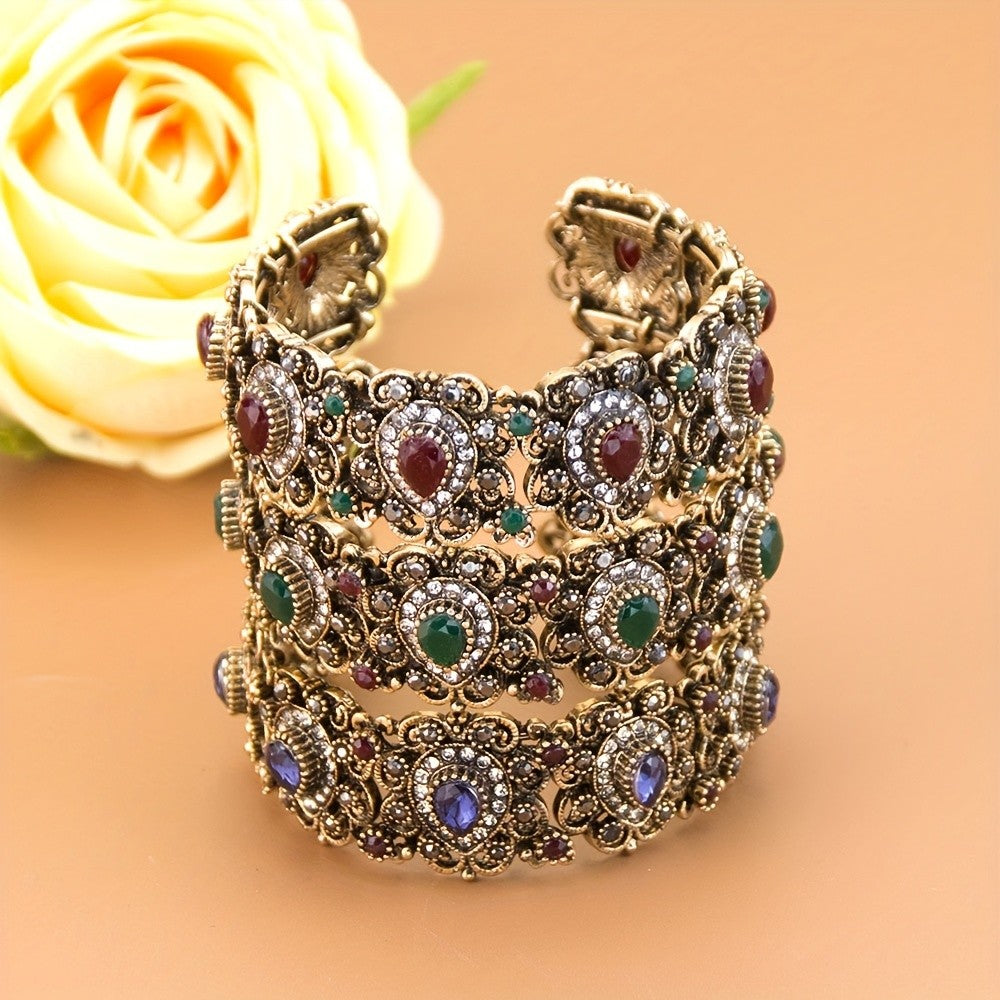 Vintage Boho Jeweled Cuff Bracelet