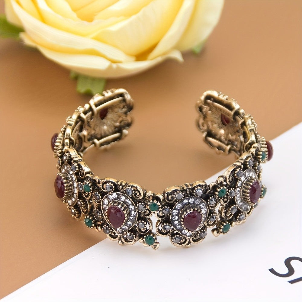 Vintage Boho Jeweled Cuff Bracelet