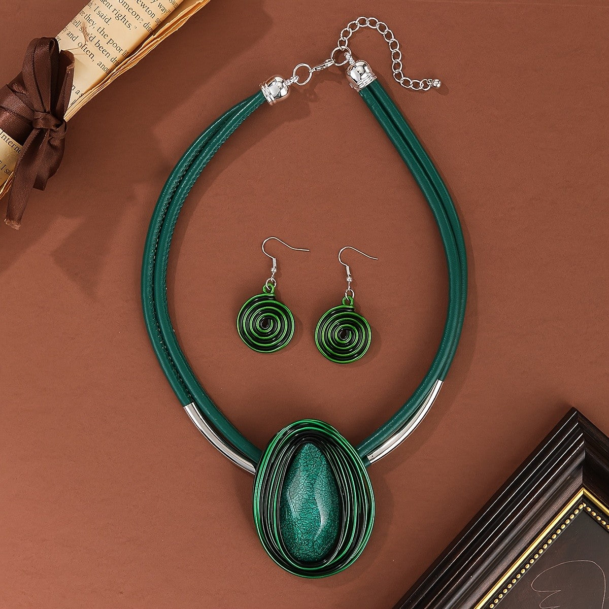 Boho Colorful Resin Egg Pendant Necklace
