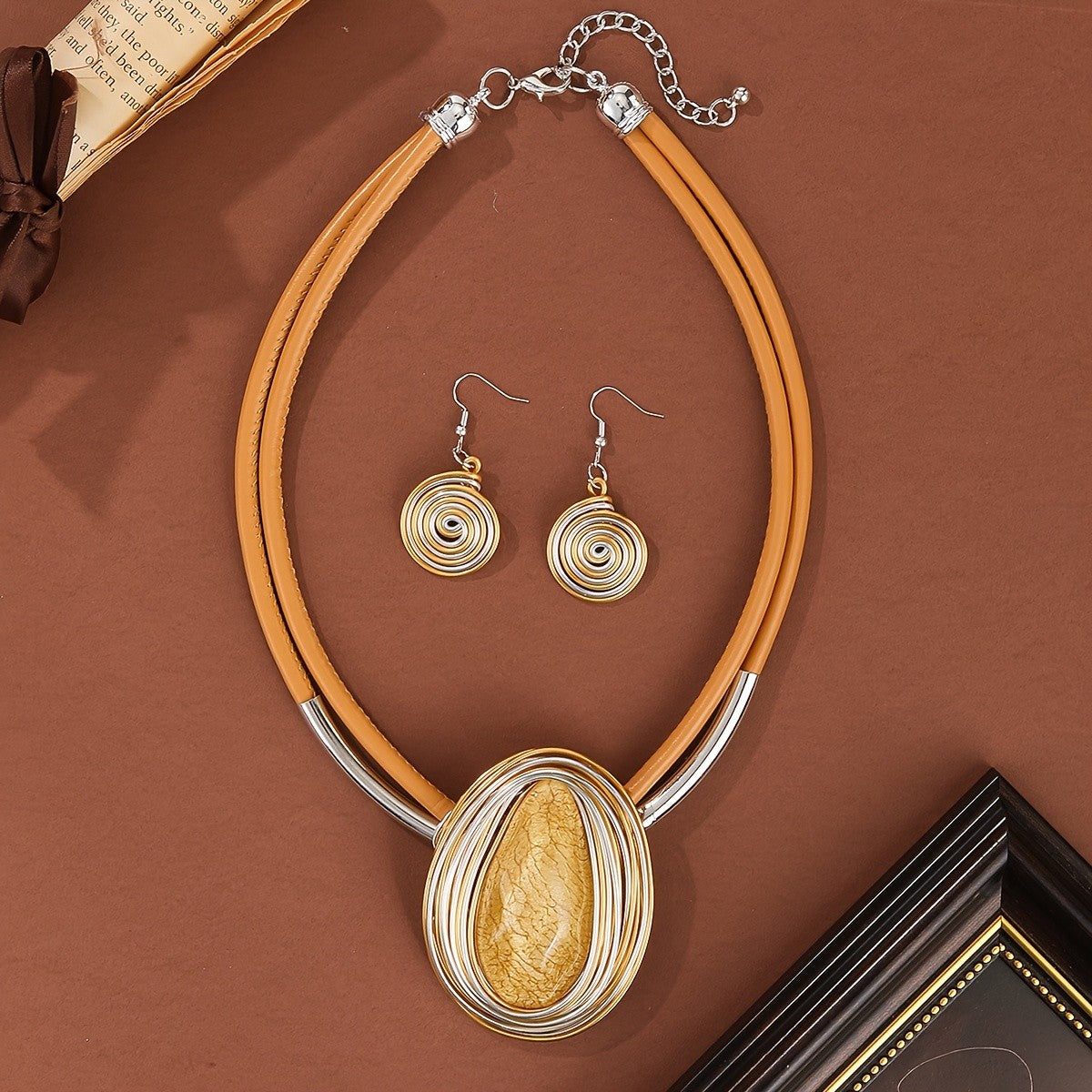 Boho Colorful Resin Egg Pendant Necklace