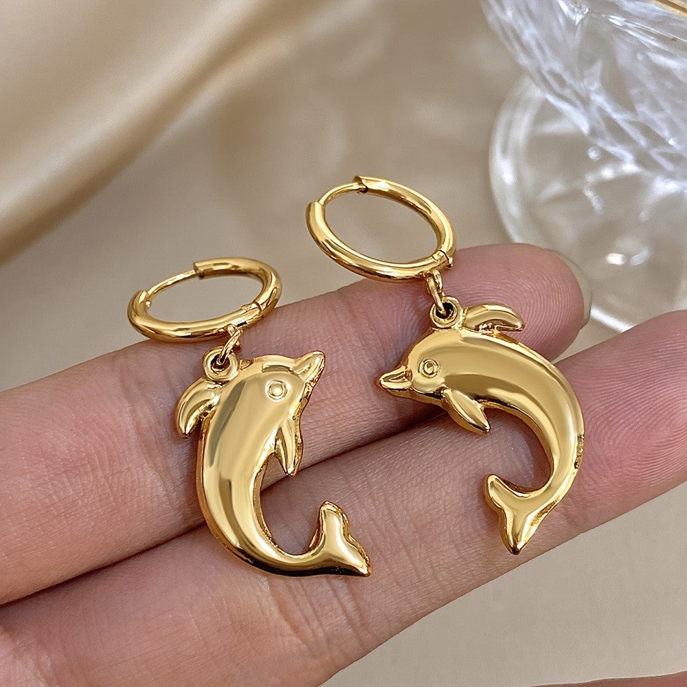 Cute Vintage Dolphin Drop Earrings