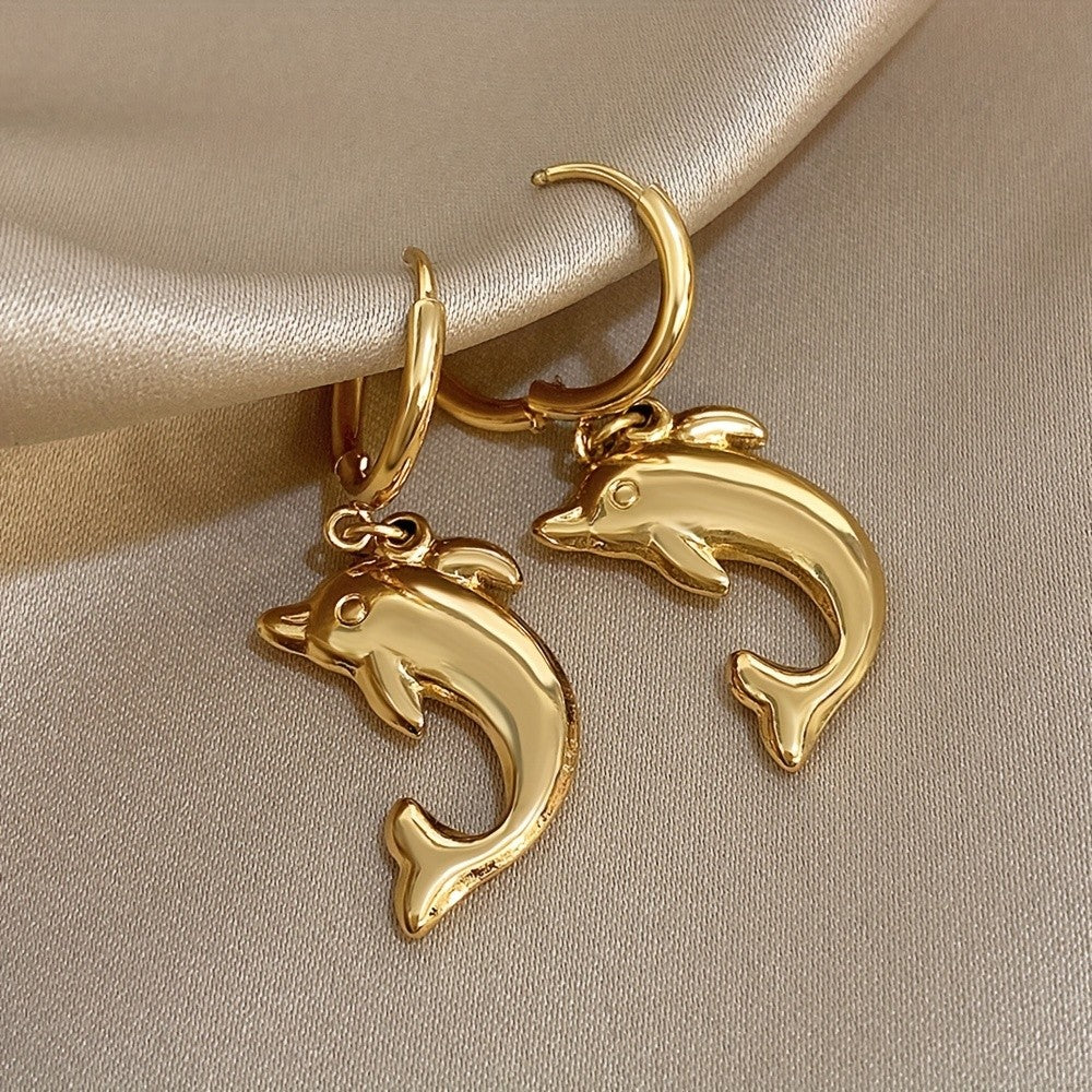 Cute Vintage Dolphin Drop Earrings