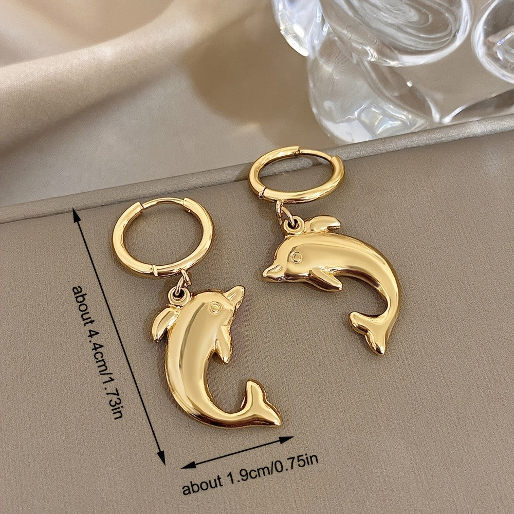 Cute Vintage Dolphin Drop Earrings