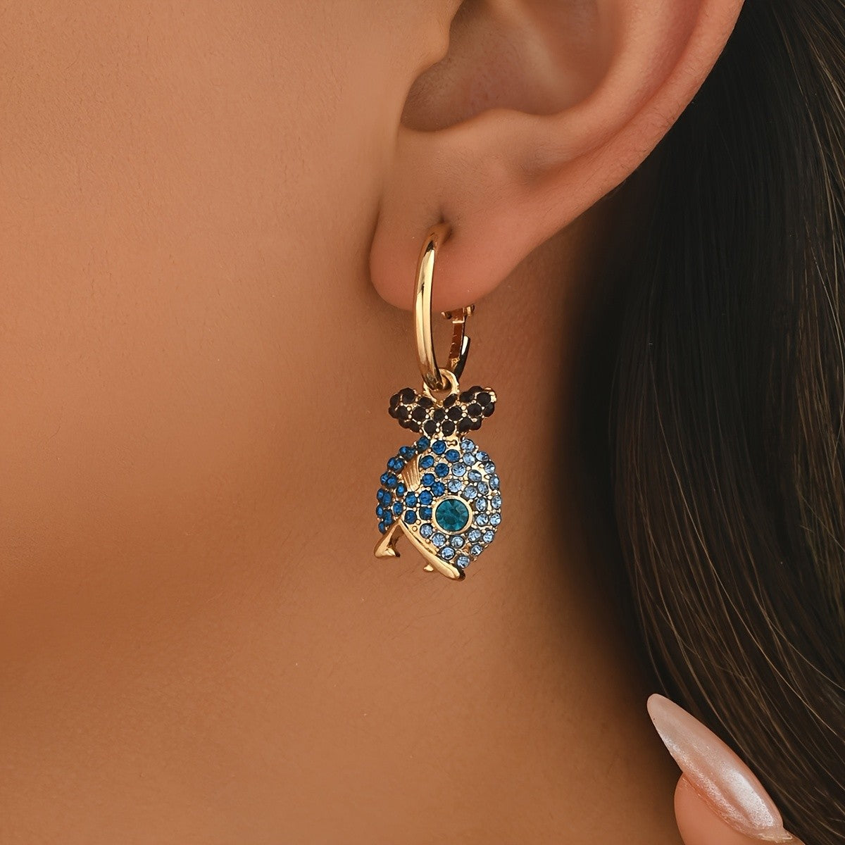 Elegant Blue Fish Drop Earrings
