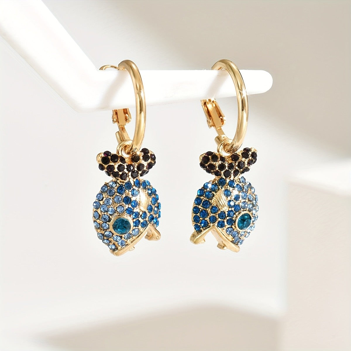 Elegant Blue Fish Drop Earrings