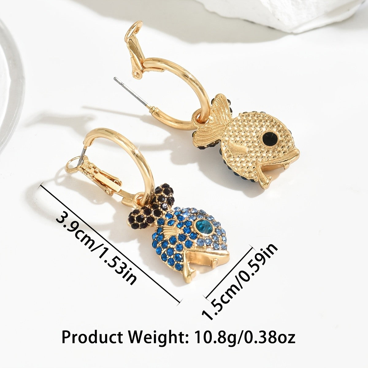 Elegant Blue Fish Drop Earrings