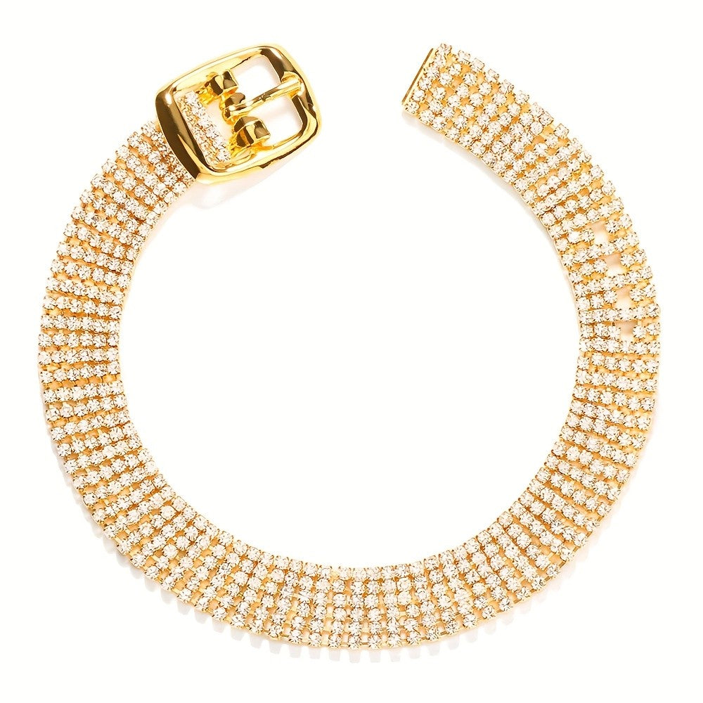 Elegant Rhinestone Belt Buckle Anklet