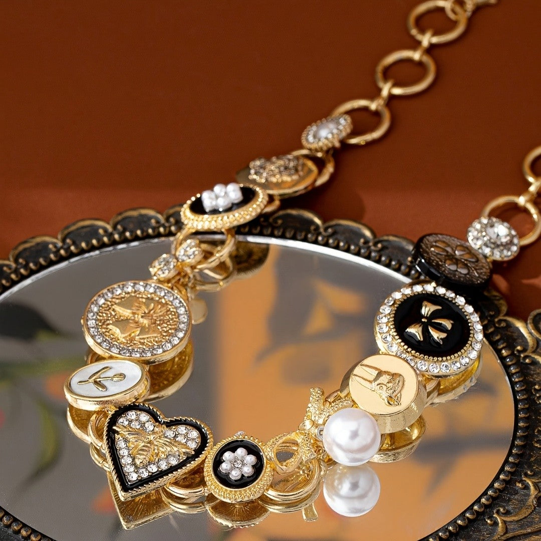 Gothic Y2K Button Charm Choker Necklace