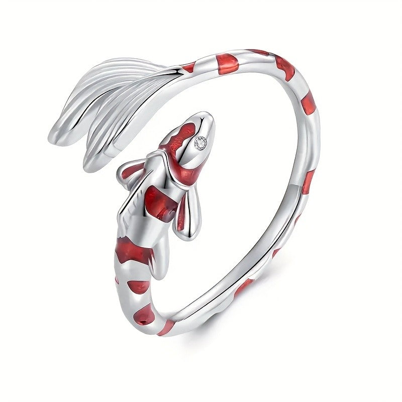 Dainty Red Koi Fish Open Ring