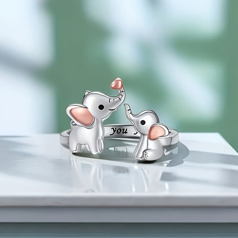 Romantic Elephant Heart Ring