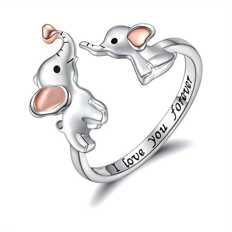 Romantic Elephant Heart Ring