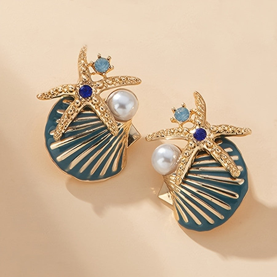 18k Boho Starfish Seashell Anklet