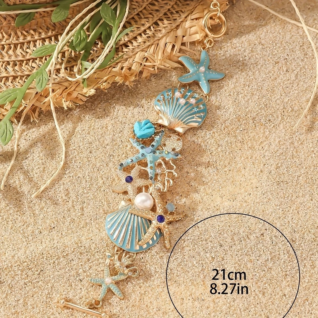18k Boho Starfish Seashell Anklet