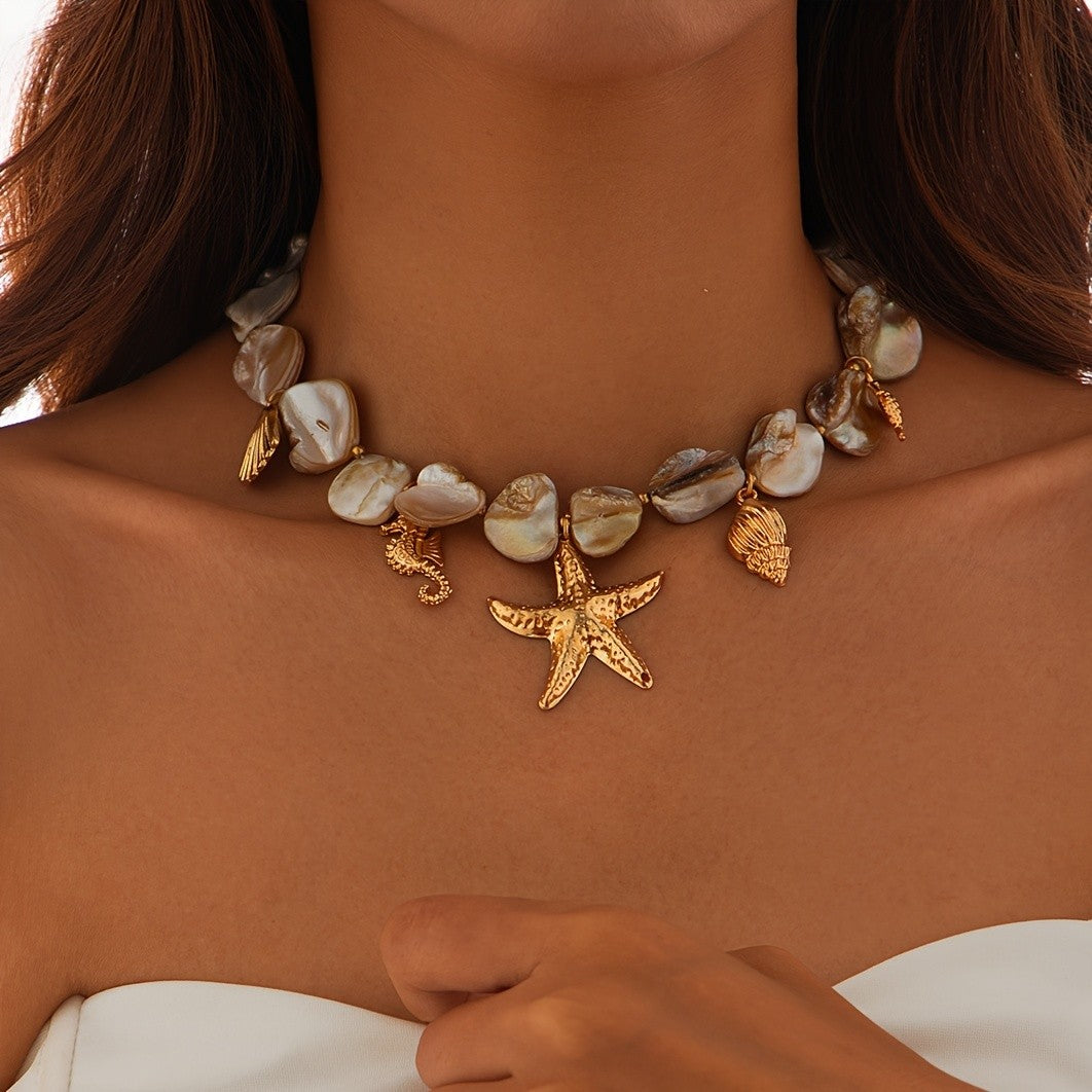 Boho Irregular Shell Starfish Necklace