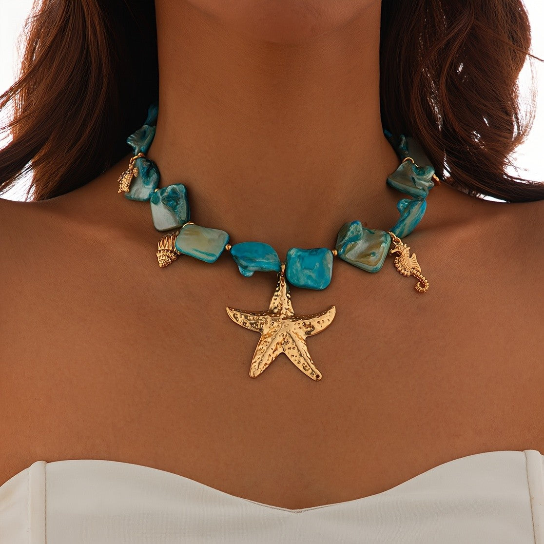 Boho Irregular Shell Starfish Necklace
