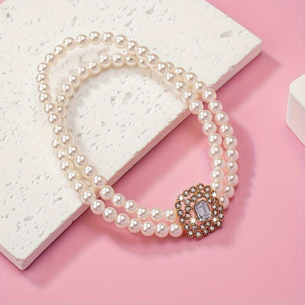 14k Elegant Double Strand Pearl Anklet
