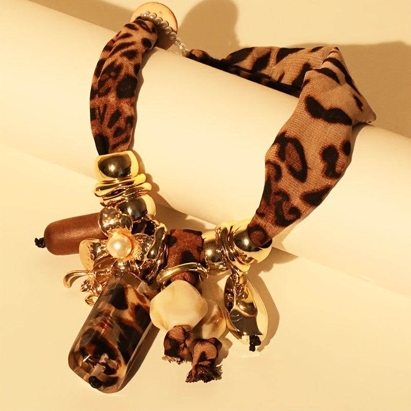 Boho Leopard Print Resin Necklace Set