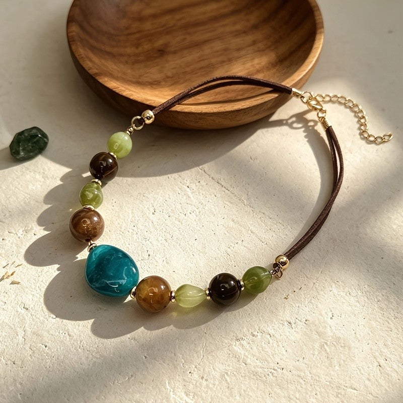 Boho Teal Stone Beaded Necklace