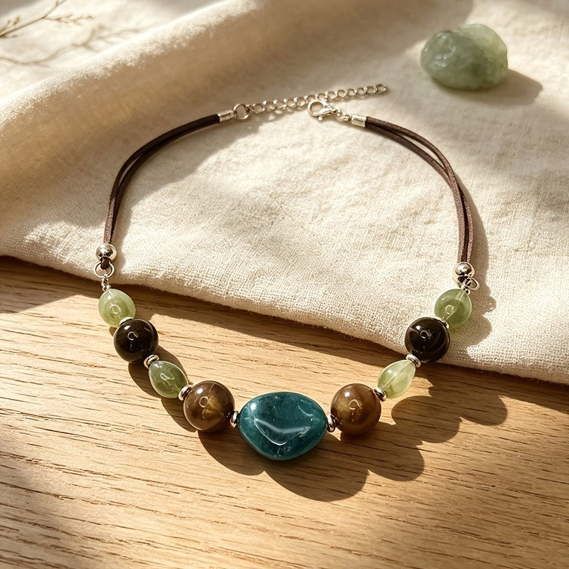 Boho Teal Stone Beaded Necklace