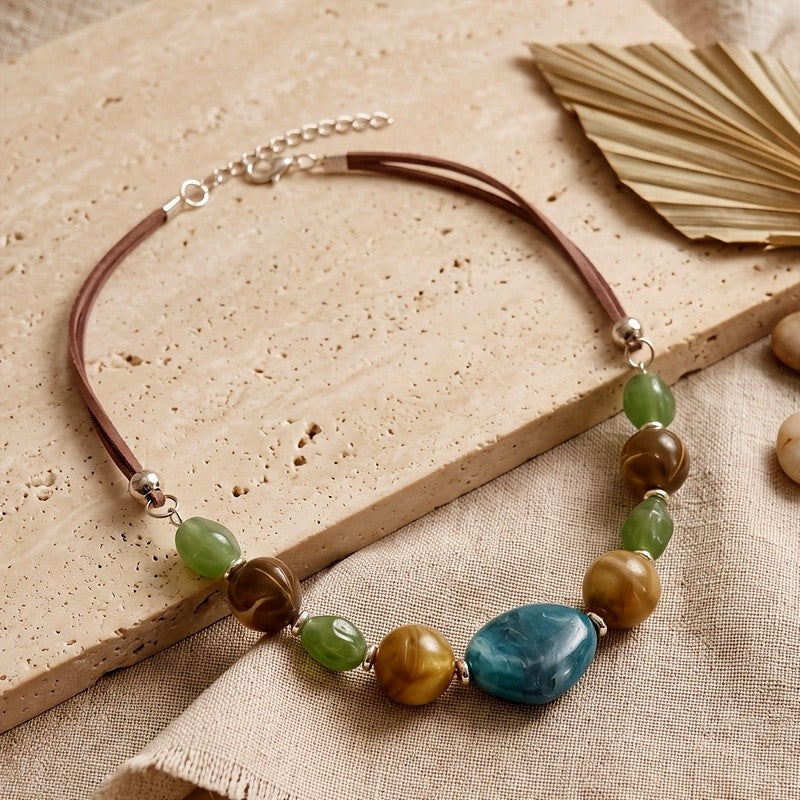 Boho Teal Stone Beaded Necklace