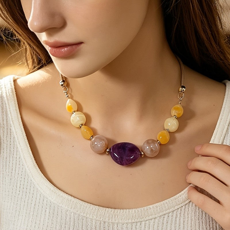 Boho Teal Stone Beaded Necklace