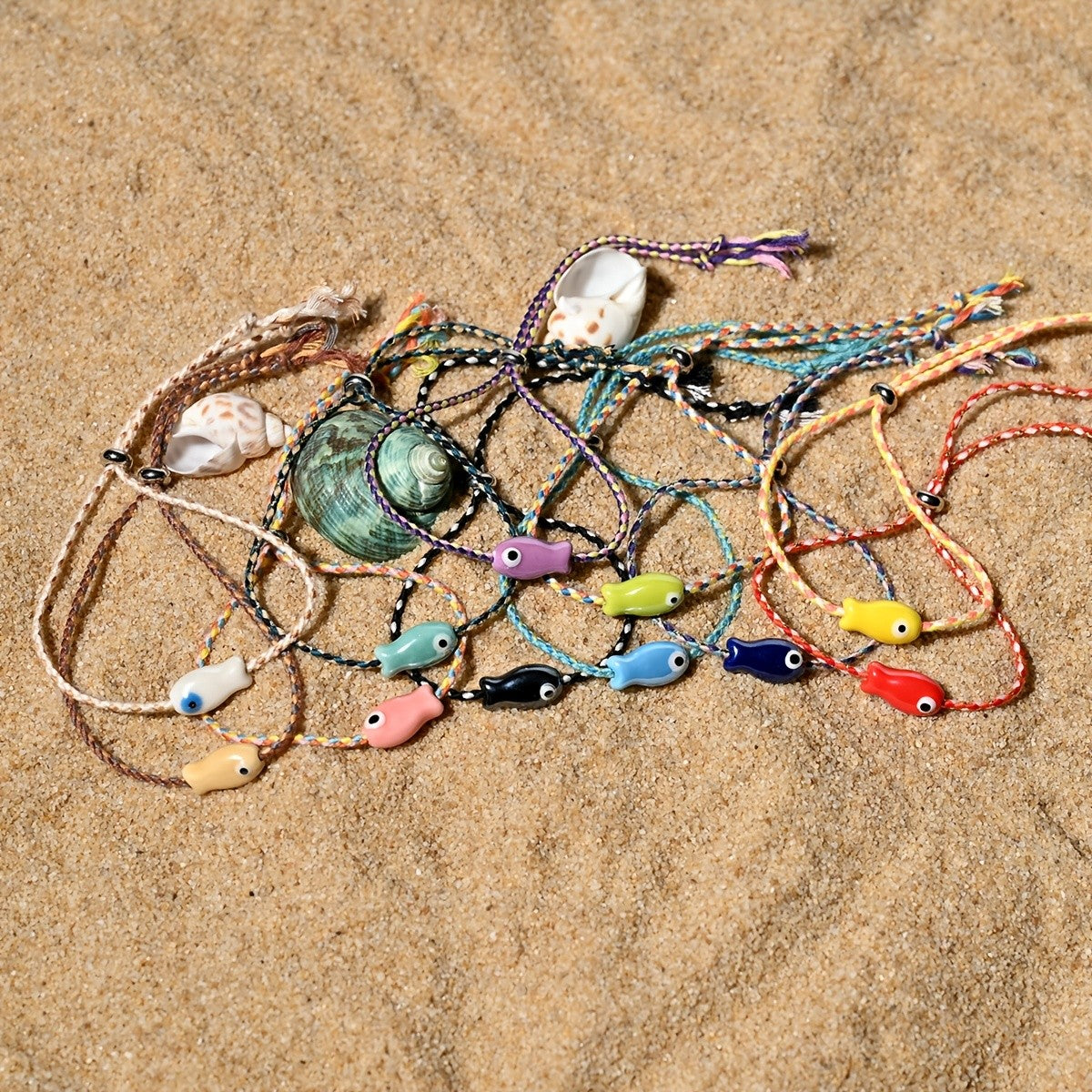 Boho Multicolor Ceramic Fish Anklet