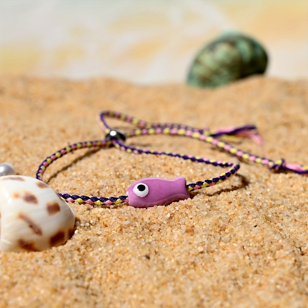 Boho Multicolor Ceramic Fish Anklet