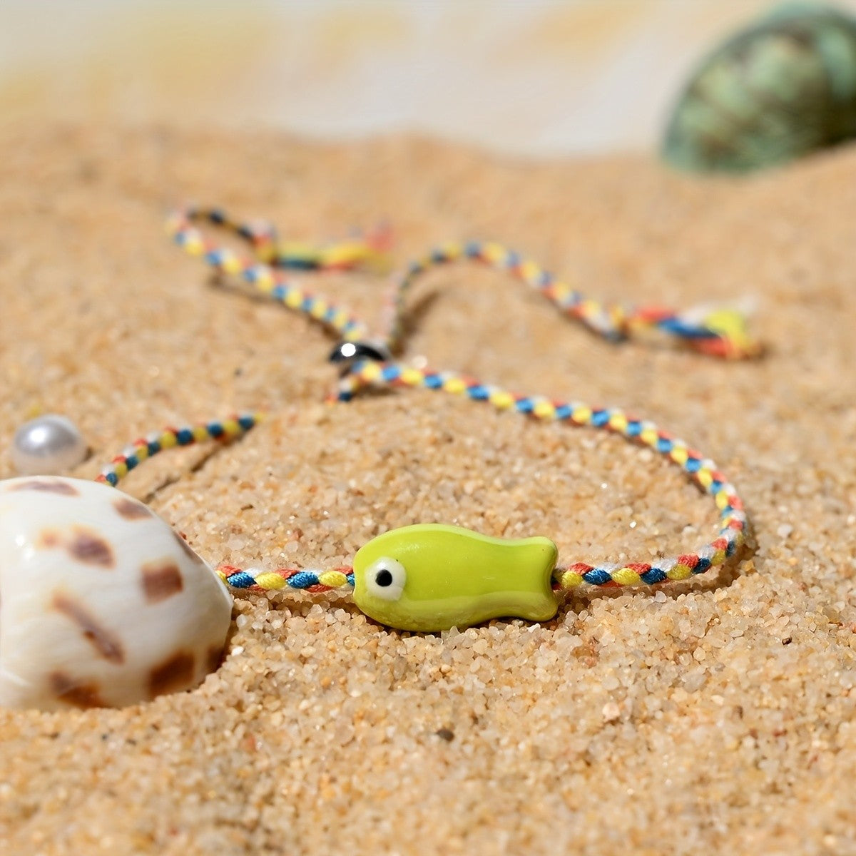 Boho Multicolor Ceramic Fish Anklet