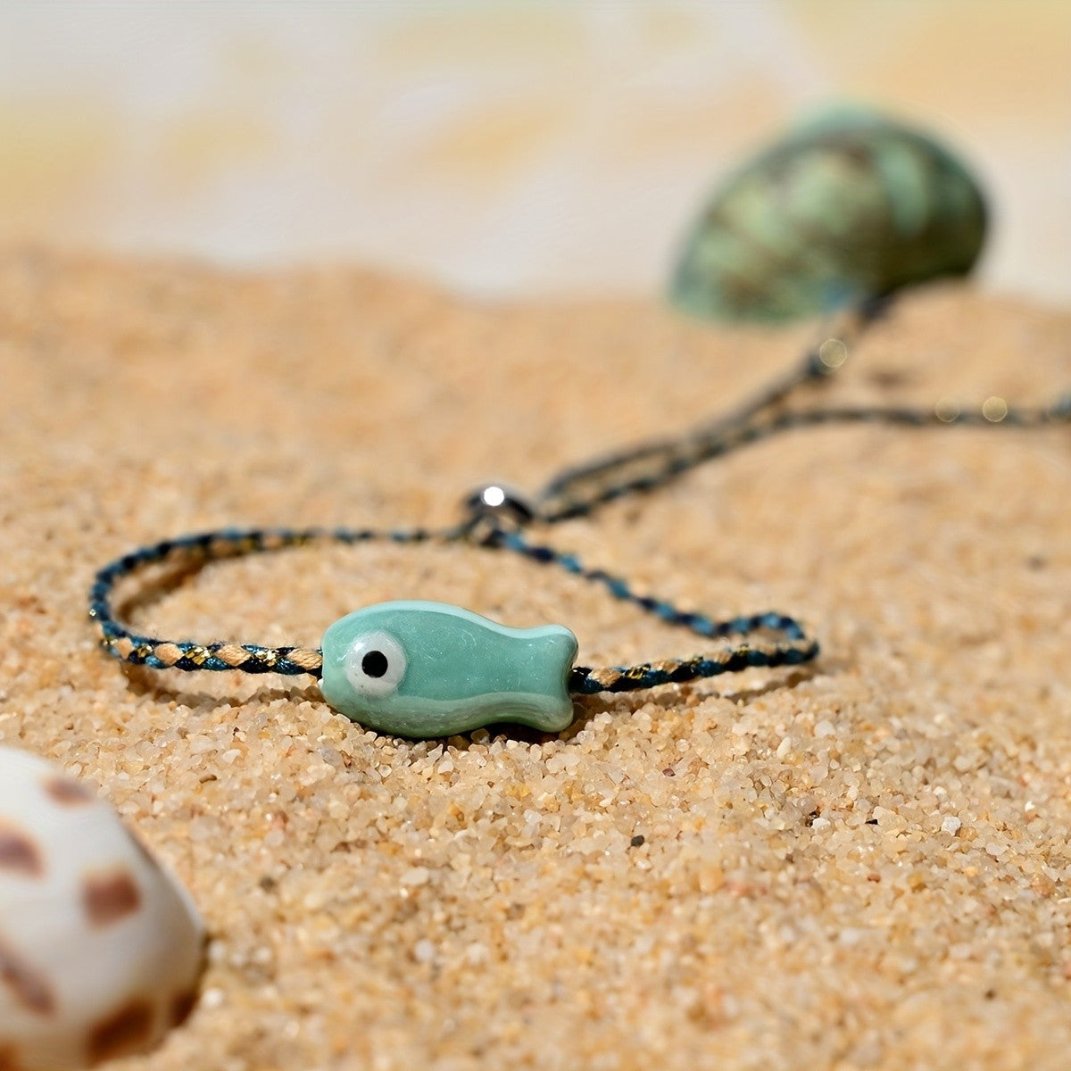 Boho Multicolor Ceramic Fish Anklet
