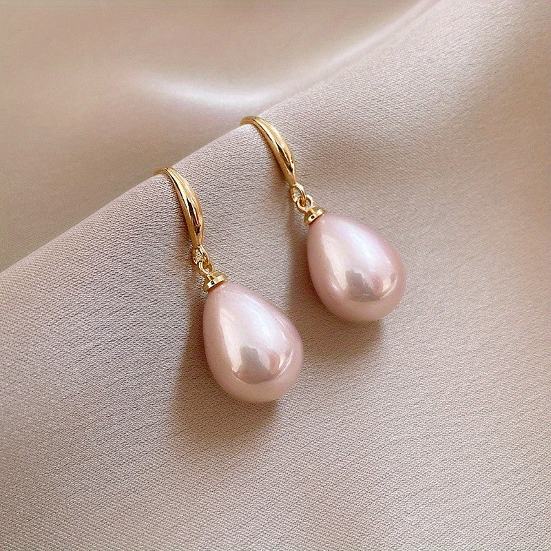 Elegant Pink Pearl Drop Earrings