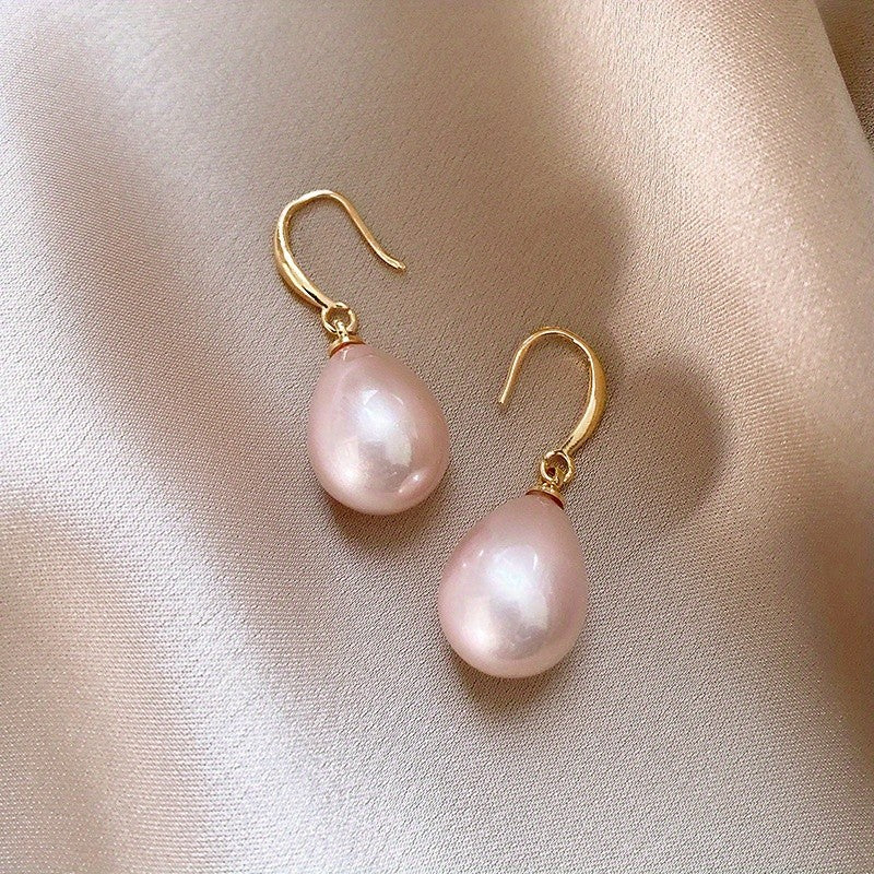 Elegant Pink Pearl Drop Earrings