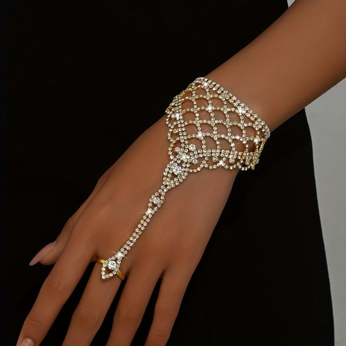 Elegant Rhinestone Hand Chain Bracelet
