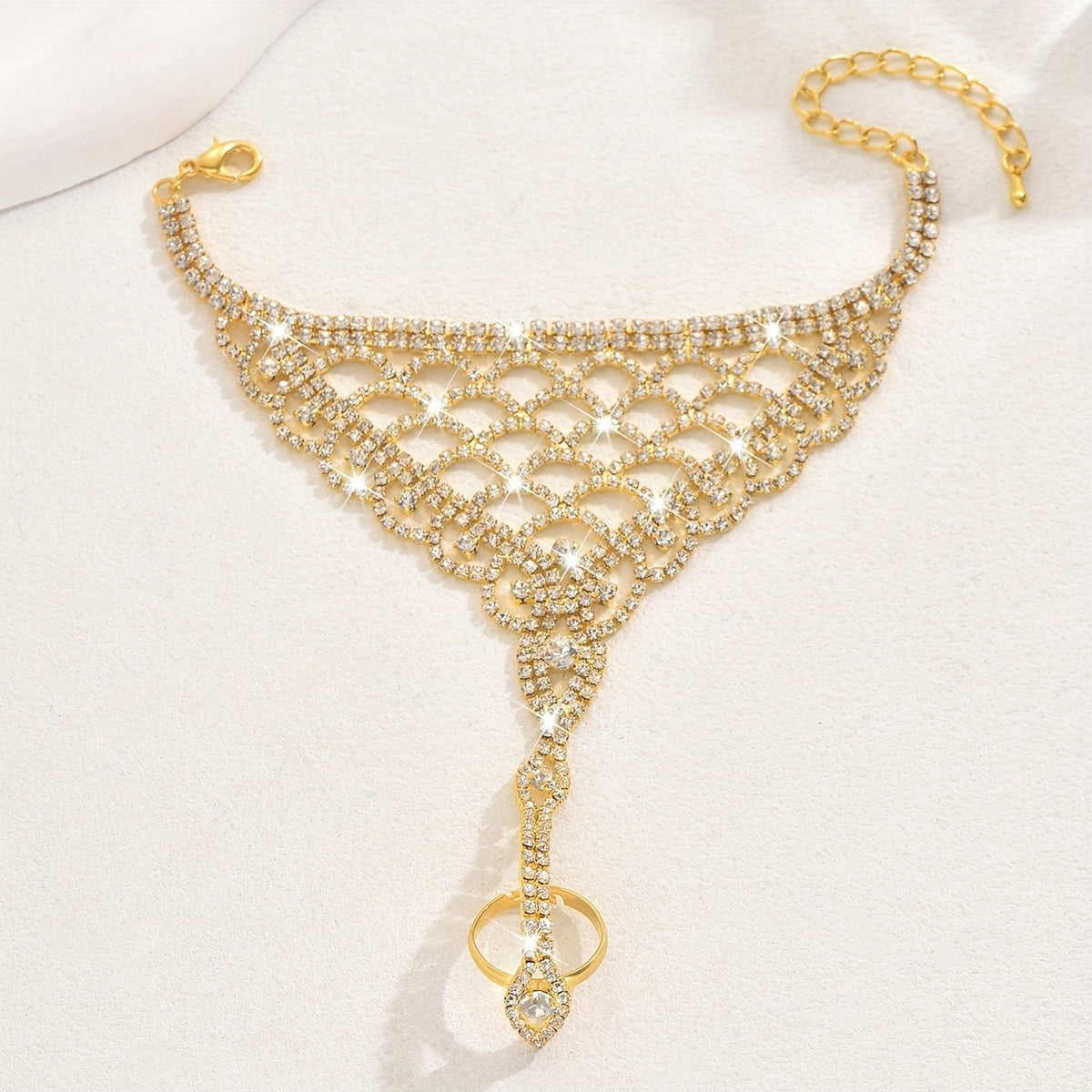 Elegant Rhinestone Hand Chain Bracelet
