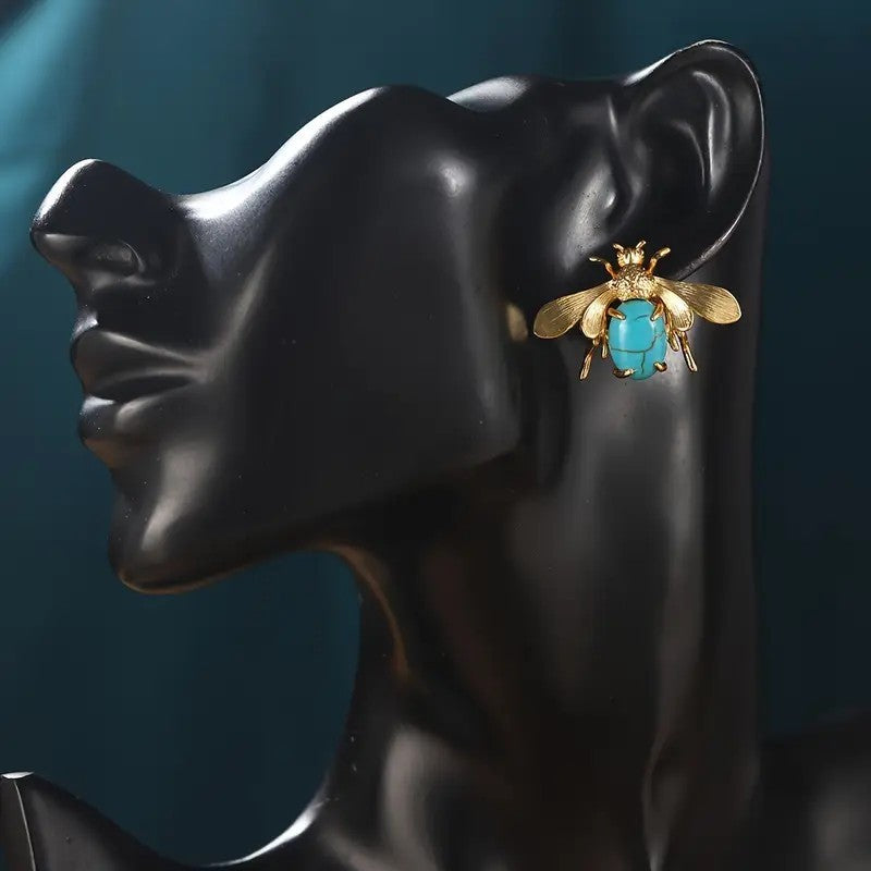 Elegant Turquoise Bee Earrings