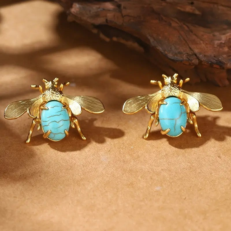 Elegant Turquoise Bee Earrings