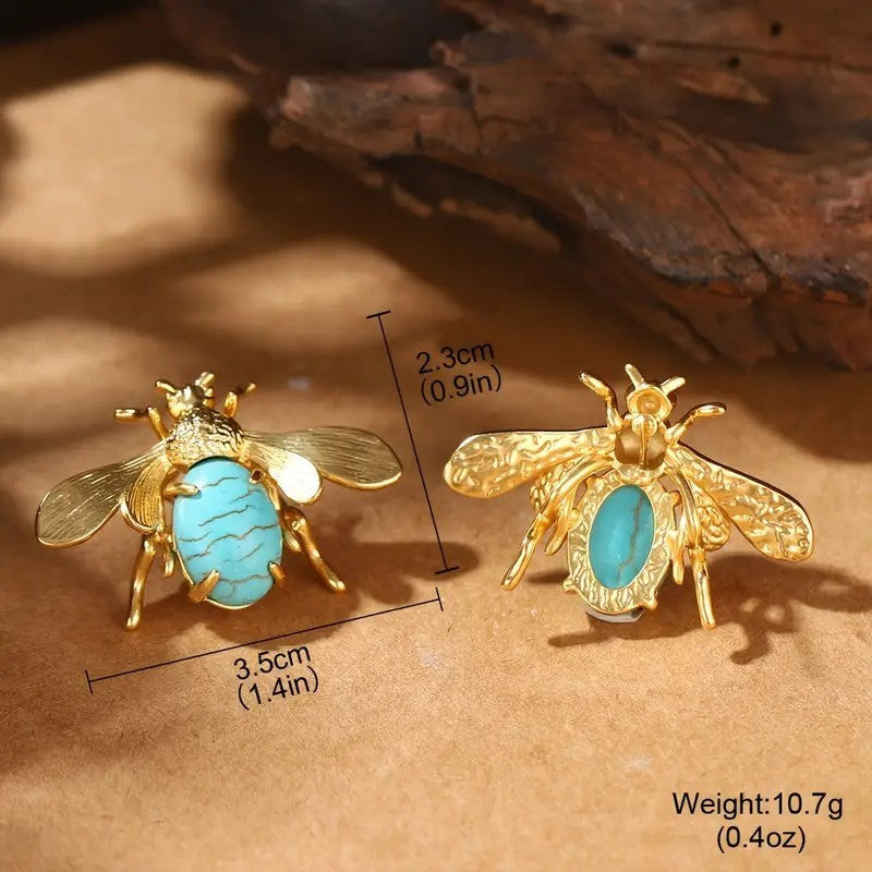 Elegant Turquoise Bee Earrings