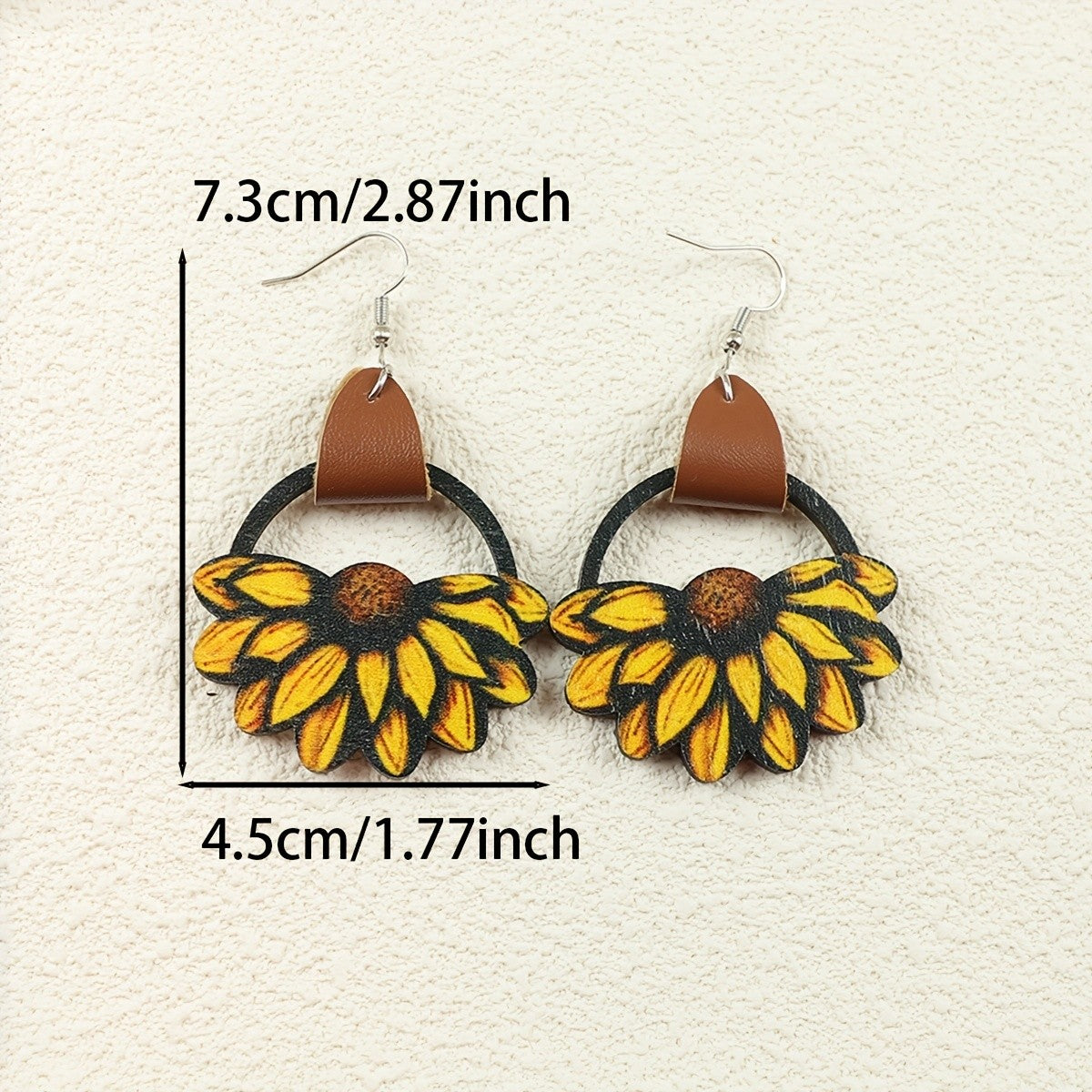 Boho Wooden Sunflower Earrings