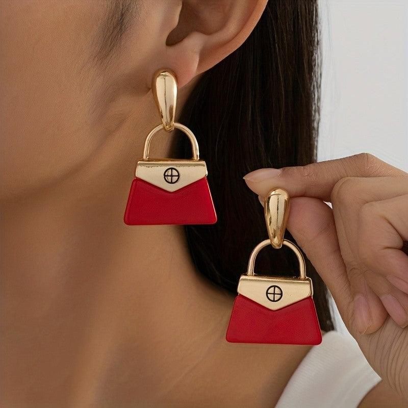 Elegant Tortoise Acrylic Bag Drop Earrings