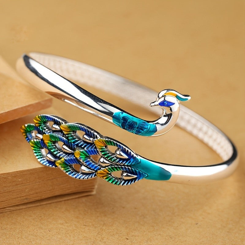 Elegant Peacock Cuff Bracelet