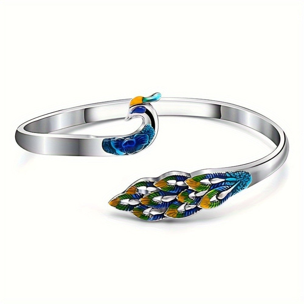 Elegant Peacock Cuff Bracelet