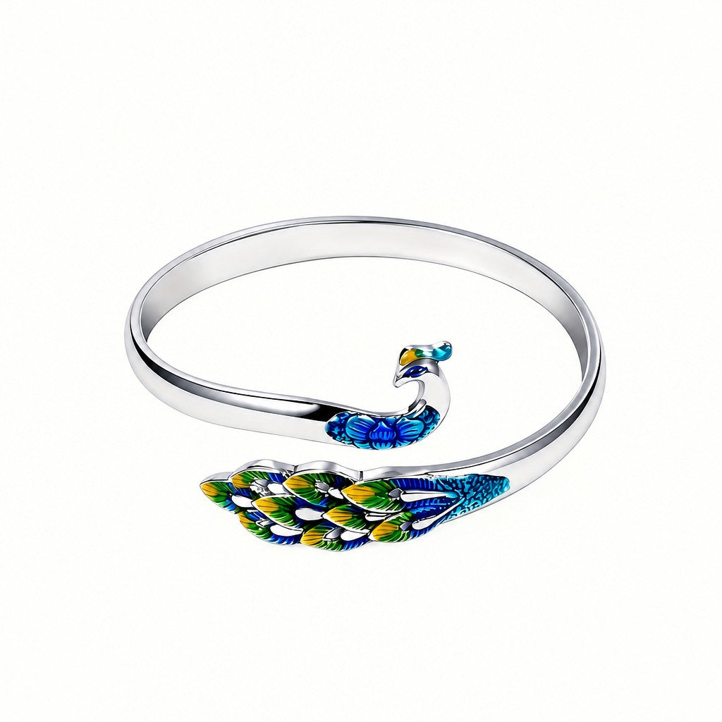Elegant Peacock Cuff Bracelet