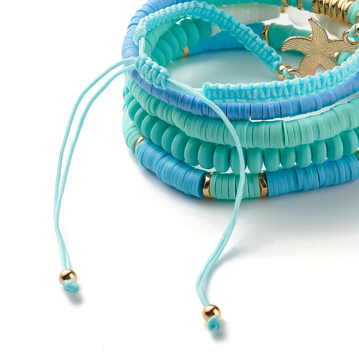 Boho Turquoise Starfish Beaded Bracelet Set