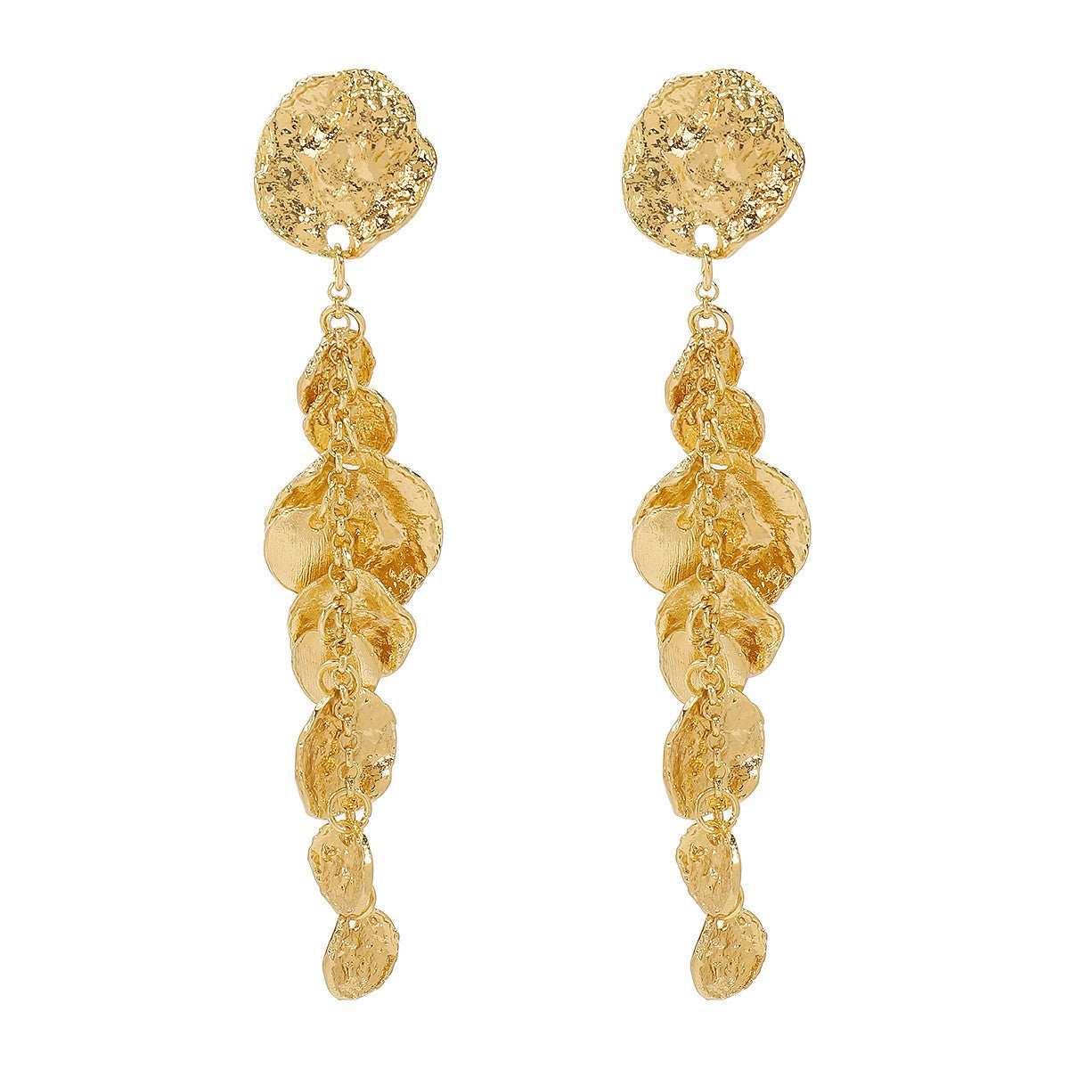 Elegant Textured Disc Drop Earrings